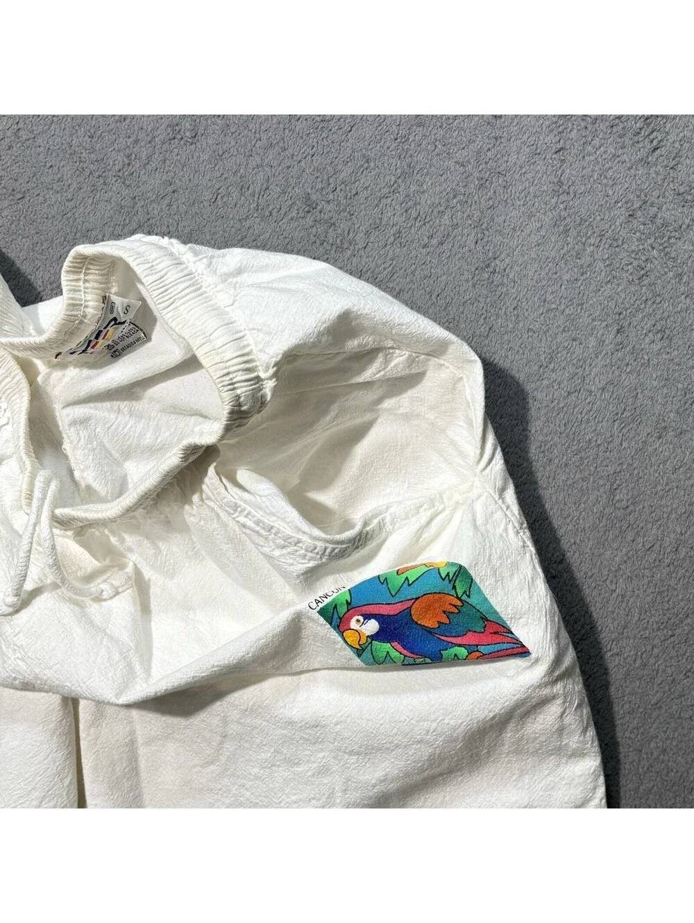 Vintage 90s PEER By Peter Mussfeld Cancun Parrot Cotton Pants Mens S White Beach